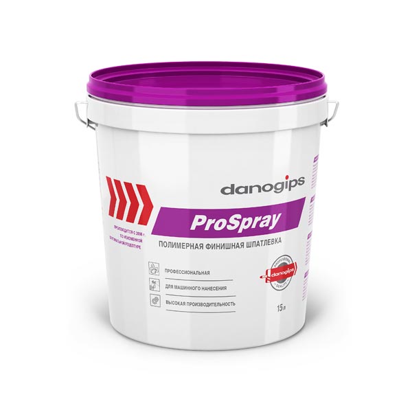 Шпатлевка Danogips ProSpray полимерная финишная готовая для машинного нанесения 25 кг (15 л)- nav