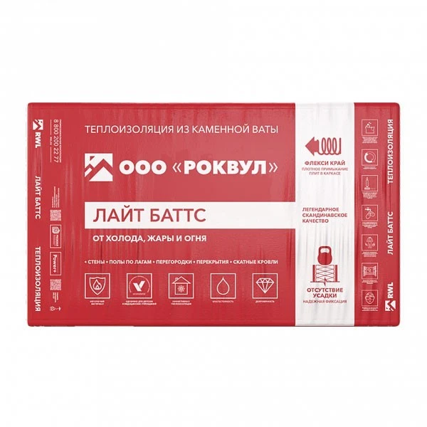 Утеплитель Роквул Лайт Баттс 50х600х1000